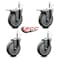 Service Caster 5'' Gray Poly Wheel Swivel 7/16'' Stem Caster Set 2 Total Lock Brake, 4PK SCC-GRTTL20S514-PPUB-716138-2-S-2 - alternate 3